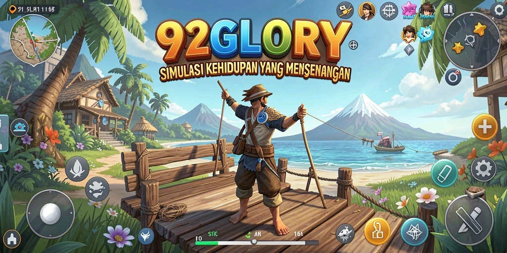 Tampilan gameplay 92GLORY yang menampilkan interaksi karakter dan lingkungan.