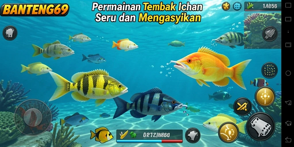 Tangkapan layar BANTENG69 menampilkan aksi seru berburu ikan.