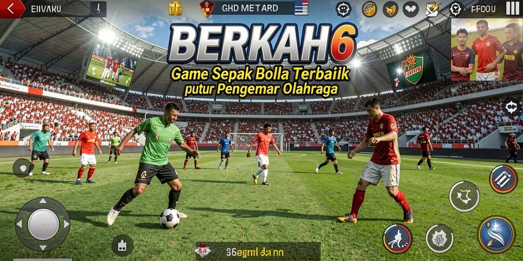 Tampilan gameplay sepak bola BERKAH6 yang seru dan mendebarkan.