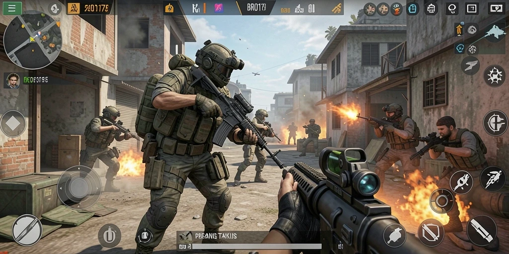 Tampilan yang intens dalam gameplay BRO178 saat bertempur.