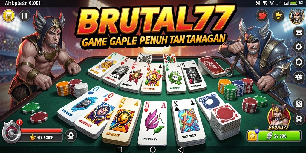 Gameplay seru BRUTAL77 dalam permainan Gaple yang mendebarkan.