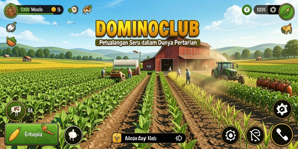 Screenshot DOMINOCLUB menampilkan kebun yang indah dan gameplay yang seru.