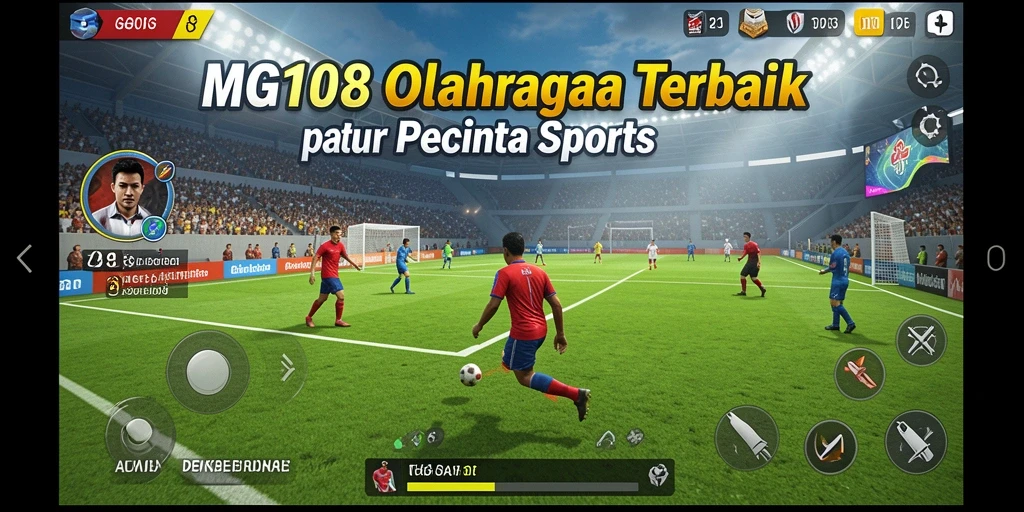 Screenshot MG108 menunjukkan gameplay mendebarkan di arena olahraga.