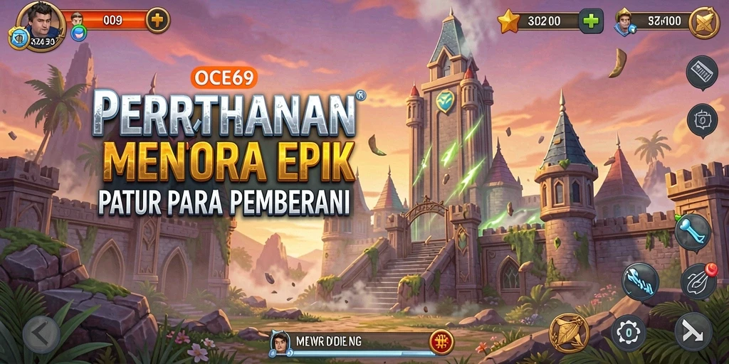Tampilan gameplay OCE69 yang menakjubkan dalam pertahanan menara.