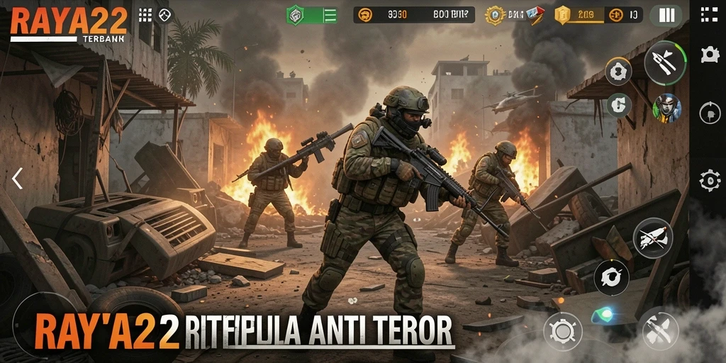 Screenshot gameplay RAYA22 yang menegangkan dalam aksi FPS.