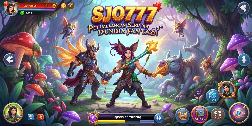 Screenshot menunjukkan pemain menjelajahi dunia fantastis SJO777.