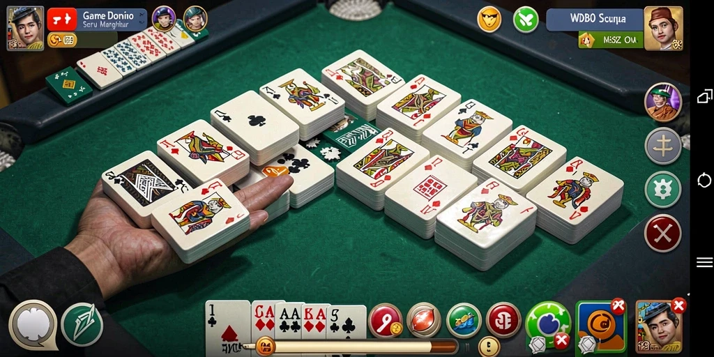 Screenshot gameplay WDBOS menampilkan meja domino yang seru.